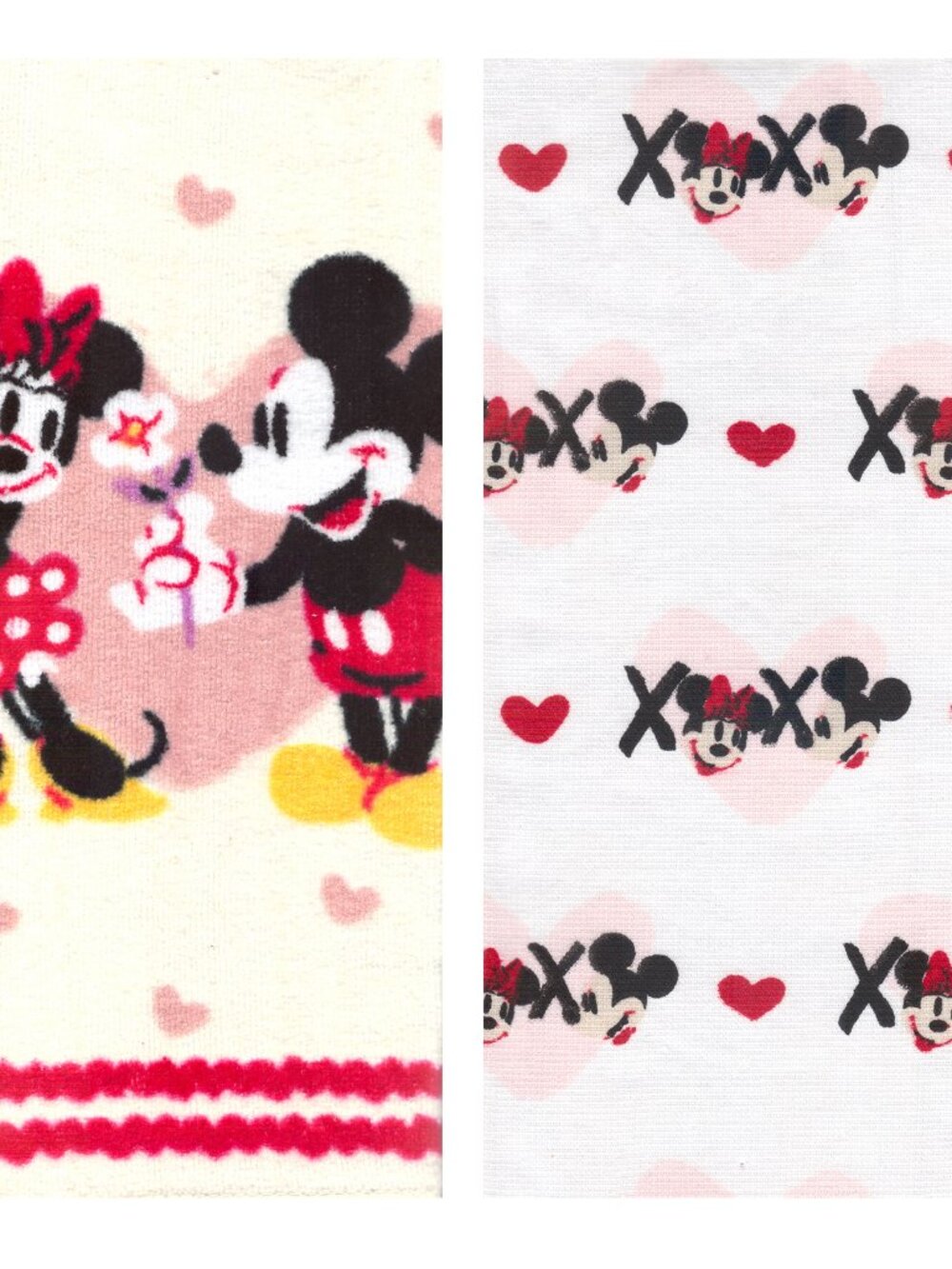 Disney Mickey Minnie Valentine Kitchen Towels 2 Pack XOXO Hearts 15x26